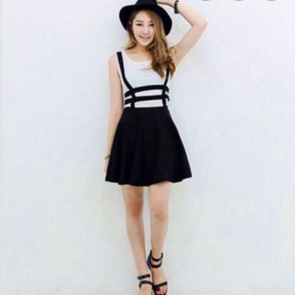 Strapped caged suspended skirt